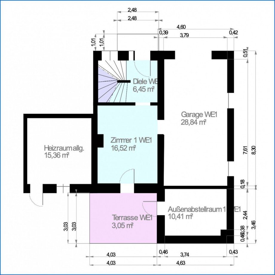 Grundriss EG1 Etagenwohnung M�hlingen / Zoznegg