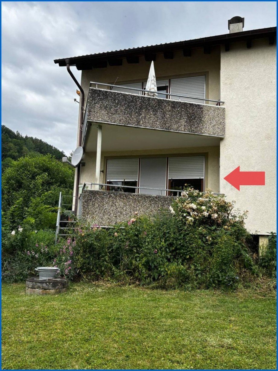 Ansicht Haus hinten Balkon zur Wohnung Erdgeschosswohnung Bodman-Ludwigshafen