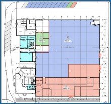 Grundriss Halle blau makiert Gro�z�gige Industriehalle in Top-Lage im Radolfzeller Industriegebiet mit 1.575m� - frei beziehbar!