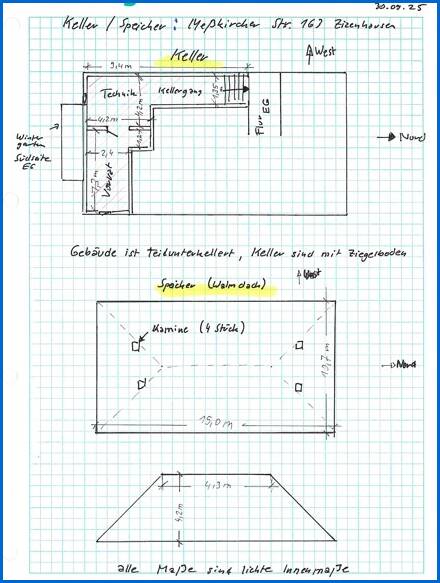 Grundriss Keller, Speicher Villa Stockach / Zizenhausen